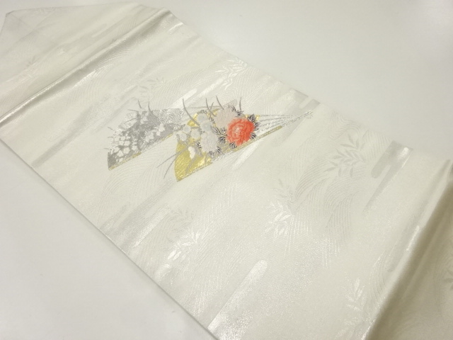 JAPANESE NAGOYA OBI / WOVEN FLORAL PLANTS